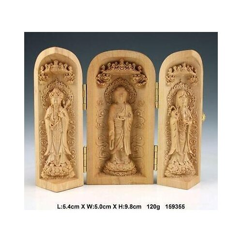 Exquisite Vintage Boxwood Handwork Carved Kwan-yin Statue