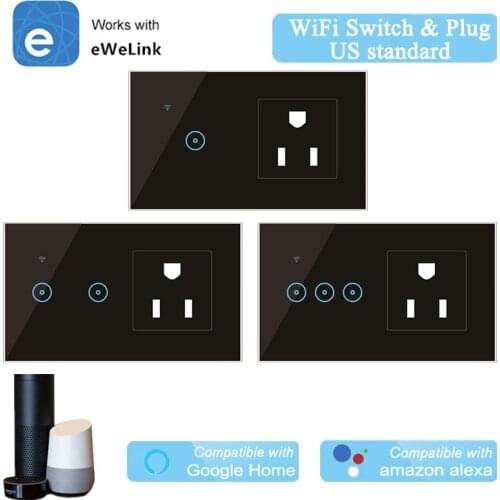 Alexa Compatible eWelink WiFi Switch socket 2 in 1 US standard Voice Control Via Alexa Google Home Support IFTTT Home Automation