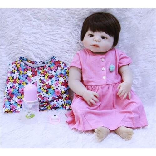 DollMai Dolls reborn 57cm full vinyl silicone body reborn baby girl dolls lifelike children gift toys Bebes reborn bonecas