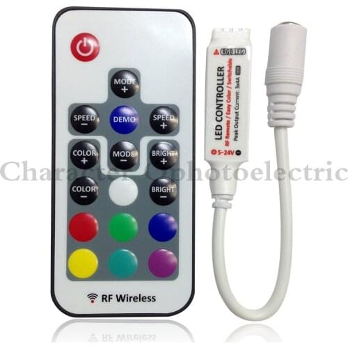 1PCS DC5- 24V 17 Keys RF Wireless RGB mini Led Controller Common Anode 3 channel 6A to control led strip smd 5050 3528 lighting