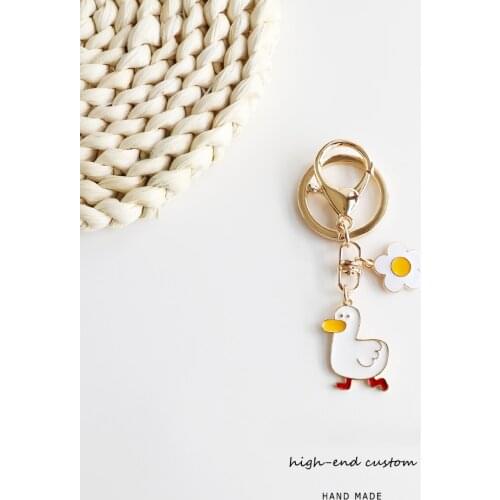 Trendy Duck Keychain Cute Duckling Pendant for Bag Clothes Backpack Couples' Keyring Car Key Chains Charms for Airpods Case New