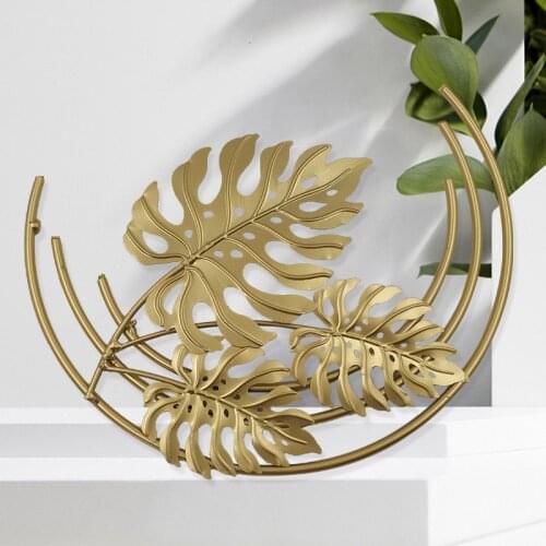 Nordic Art Golden Ginkgo Leaf Wall Decoration Wall Hanging Decoration Wrought Iron Living Room Bedroom Sofa Pendants