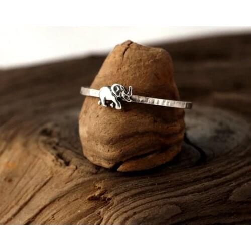 New Fashion Cute Elephant Rings Vintage Animal Rings for Women Man Slim Silver Color Wedding Couple Gift Fashion Jewelry