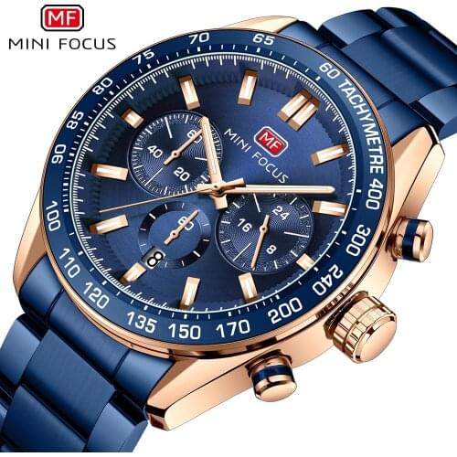 MINI FOCUS New Men Sports Watches Fashion Waterproof Quartz Watch Luxury Stainless Strap Mens Business Clock Relogio Masculino
