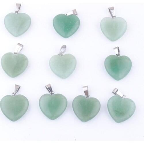 Wholesale 10Pcs Heart Aventurine Natural Stone Pendants For DIY Earrings Necklaces Bracelet Jewelry Making 20mm TV0152