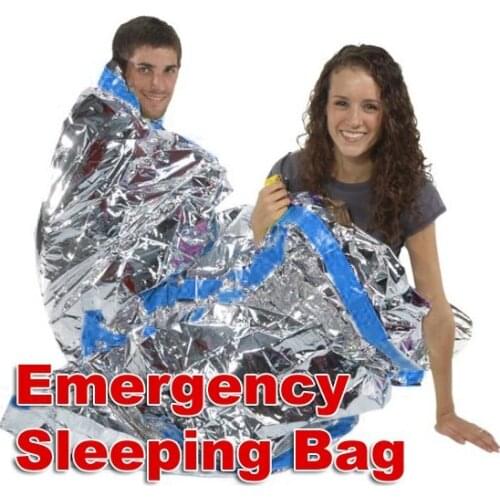 Wholesale 100pcs/lot 100x200cm Reusable Waterproof Emergency Foil Sleeping Bag Outdoor Survival Hiking Camping Retailed Packing