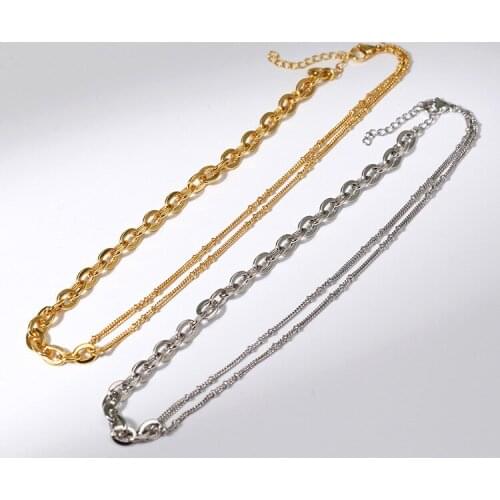 Europe and the United States design simple chain double necklace women fashion overlay clavicle chain neck chain 2021 new
