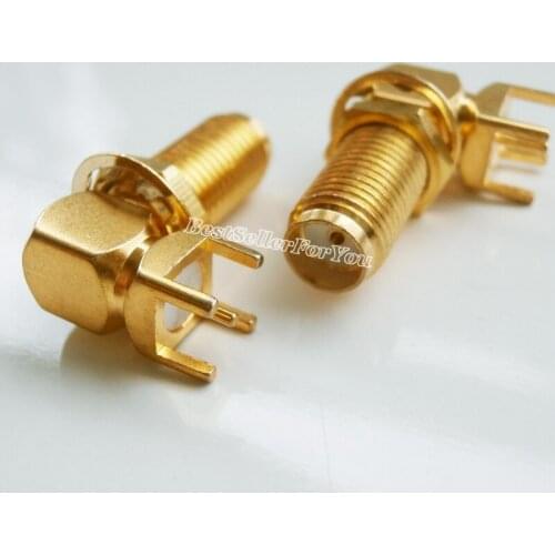 10Piece SMA Female Pin Jack Nut Bulkhead Right Angle Mount PCB Solder Square RF Connector Adapter