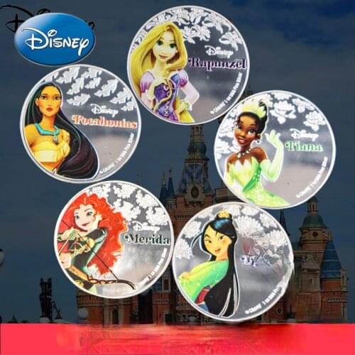 Disney Cartoon Princess Five Full Sets of Tooth Fairy Gift Coins Anime Princess Commemorated The Silver Coin