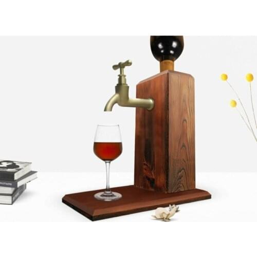 Natural Wooden Wine Stand with Faucet