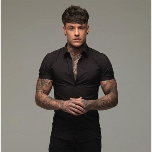 New Mens Sports Spring Summer Brand Short Cool Casual Fashion Breathable Fitness Clothing Turn-down Collar Short Sleeve Shirts