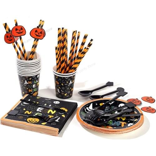 Happy Halloween Decoration Thanksgiving Decorations for Home Party Decoration Paper Plate Disposable Tableware