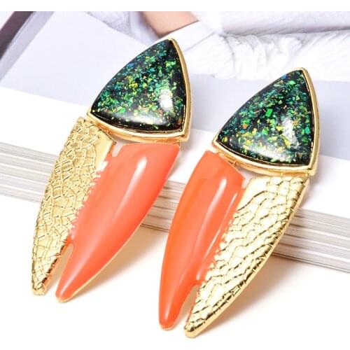 New Arrival Colorful Rhinestone Oiled Geometric Metal Dangling Drop Earring Jewelry High-Quality Earrings Accessories For Women