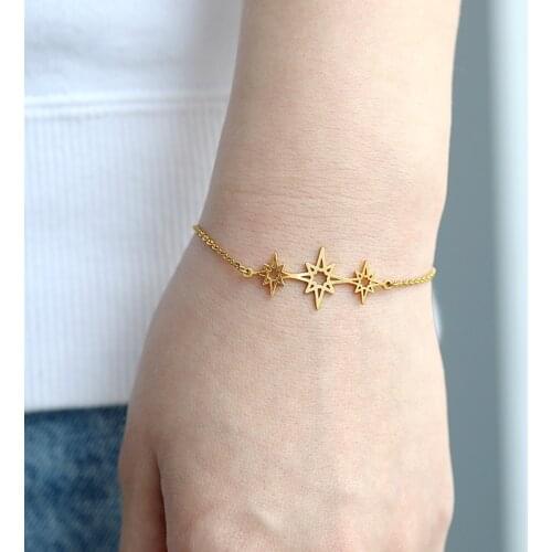 Charm Anise Star Bracelet Hollow Vintage Gold Chain Bracelets for Women Girls Pulseras Mujer Moda 2019 BFF Jewelry Drop shipping