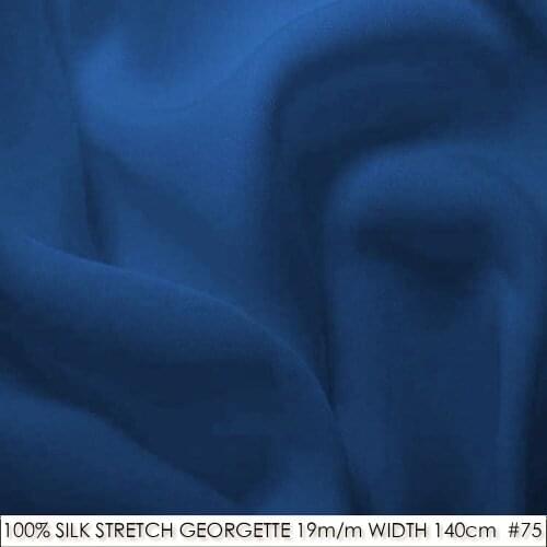 SILK STRETCH DOUBLE GEORGETTE 19mm Width55"-140cm Pure Silk Fabric for sewing Wedding Dress/Decoration in Classic Gray Blue 75