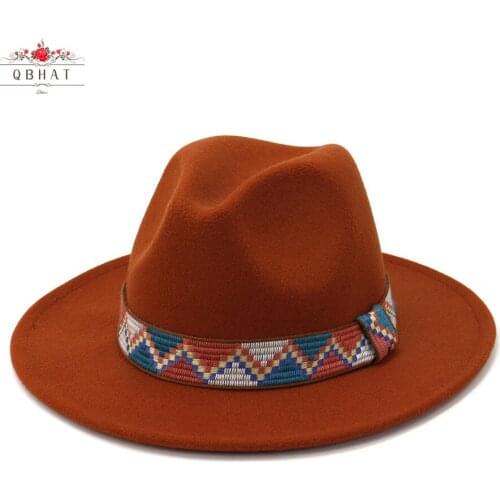 QBHAT Wide Brim Lime Green Wide Brim Fedoras Men Wool Felt Hats Khaki Casual Jazz Hat Women Solid Ribbon Trend Fedora Caps