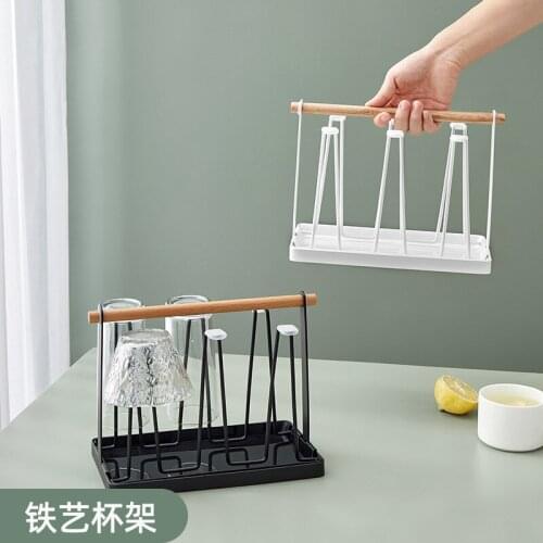 Glass Water Cup Rack Water Mug Draining Dispaly Stand Drainer 6 Cups Metal Drying Shelf Holder Home Kitchen Storage Organizer