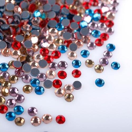 600-1440Pcs Hotfix Rhinestones Mixed Size Flat Back 3D Crystal Rhinestone Diamond for Wedding Dress Clothing Decoration