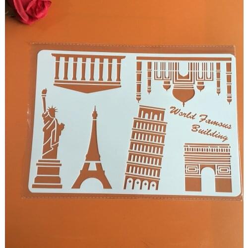 World famous building A4 29*21cm DIY Stencils Wall Painting Scrapbook Coloring Embossing Album Decorative Paper Card Template