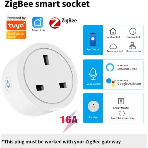 Smart UK Plug Wifi Socket ZigBee Adapter Monitor Timing Function Tuya SmartLife APP Control Works With Alexa Google Assistant