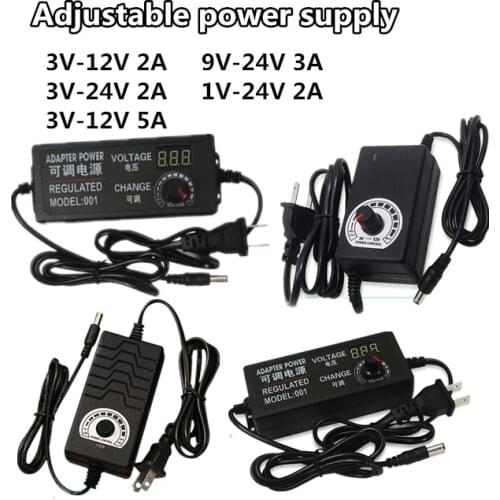 Universal power adapter Adjustable AC to DC 1V-24V 3V-12V 3V-24V 9V-24V display screen voltage Regulated supply adatpor 2A 3A 5A
