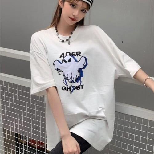 Summer Korean fashion brand ADER ERROR ghost embroidery short-sleeved T-shirt men and women with the same fashion trend