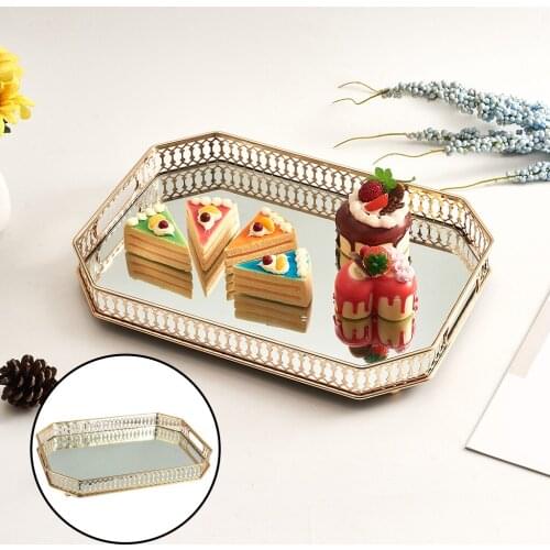 Retro Makeup Mirror Mirrored Tray Vanity Perfume Bracelet Storage Wedding