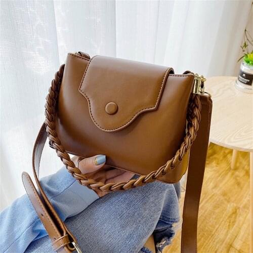 Solid Color Thick Chain Small PU Leather Crossbody Bags For Women 2021 Summer Shoulder Crossbody Bag Ladies Handbags