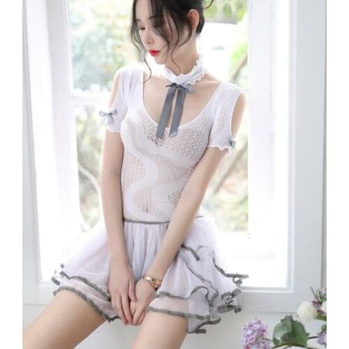 2020 New Sexy lingerie set super sexy transparent temptation stockings female uniform open file free passion tease lace