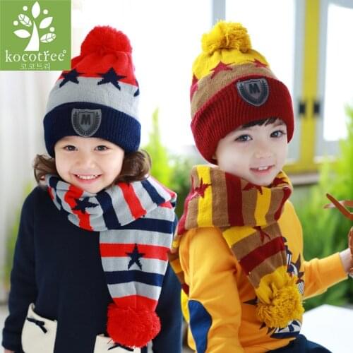 Kocotree 1 to 4 Years Old Children Two Pieces Of Winter Hat And Scarf 4 Colors Available Boys And Girls Winter Warm Cap