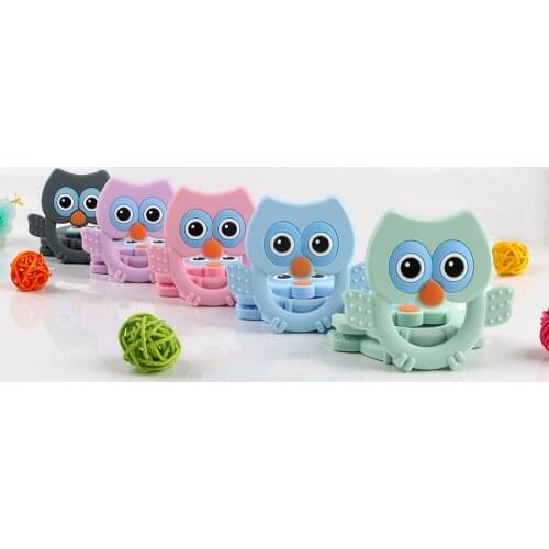 Kovict 1Pcs Baby Animal Silicone Teethers Cartoon Owl Pacifier Chain Accessories Children Teether Chewable Nursing Toys
