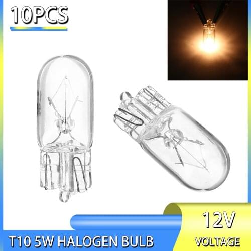 10pcs/set 12V T10 194 168 W5W 5W 3000K Warm White Car Halogen Signal Interior Light Lamp Bulb Universal
