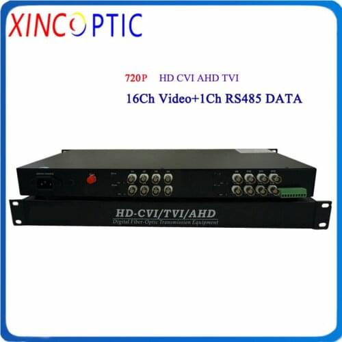 16Channel 19inch Rack 720P HD/TVI AHD CVI Converter,16Ch SM Single Fiber FC 20KM HD Video Fiber Optic Cable Converter