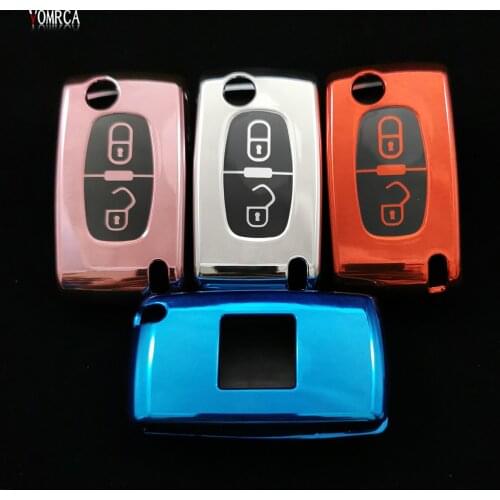 2 Button TPU Key Case For Peugeot 207 307 308 407 607 807 For Citroen C2 C3 C4 C5 C6 Flip Folding Remote Control Car Cover