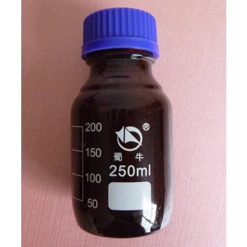 250ml,Amber Brown Glass Reagent bottle w Plastic Lid,Graduation 200ml,Chemistry Labware