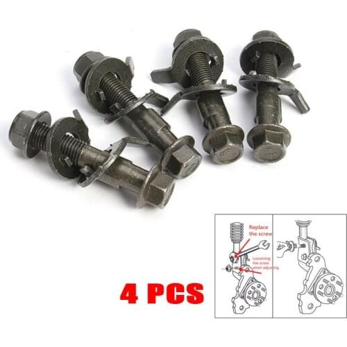 4PCS 14mm Steel Car Four Wheel Alignment Adjustable Camber Bolts 10.9 Intensity Screw Kit Cam Fits