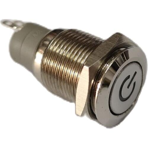 5 Pieces 16mm 3V 12V 24V 220V LED Latching Brass Waterproof Push Button Metal Switch Car Boat DIY with illuminated power symbol