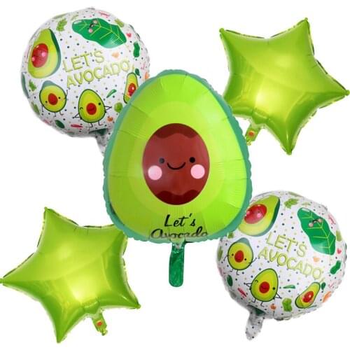 5pcs/lot Avocado Aluminum Foil Balloons Summer Party Fruit Hawaii Style Adult Children Birthday celebration Party Decor Supplies