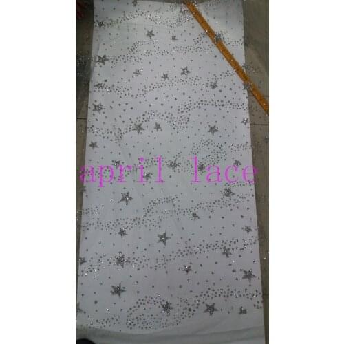 5yards ap105 silver star dobby shining glued glitter net mesh breathable lace fabric for wedding dress/party/lady dress