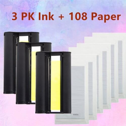 6 Inch Ink Cartridge CP1300 for Canon Selphy Printer CP1200 CP910 CP900 3 Ink Cartrdige+108 Sheet Photo Paper KP-108IN KP-36IN