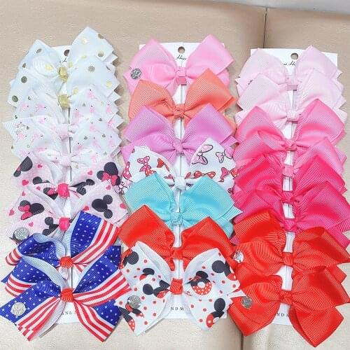 8Pc/Set 2021 New Hot Sale Grosgrain Ribbon Hair Bows For Kids Lovely Girl Hair Clips Handmade Headwear Children Hair Accessories