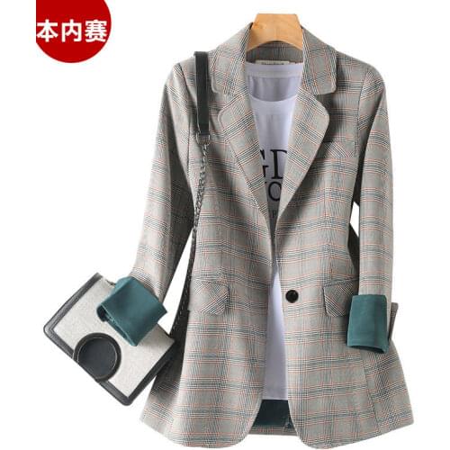 Blazer Women Plaid Blazer Womens Autumn Loose Spring and Autumn Leisure Suit Veste Femme