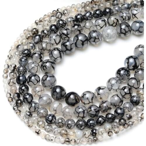 Natural Stone Black Dragon Vein Agates 6mm 8mm 10mm Loose Beads for Jewelry Making Charm Accessories DIY Fashion