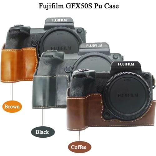 PU Leather Camera Case Half Body Cover For FujiFilm GFX50S GFX 50S GFX50R GFX-50R