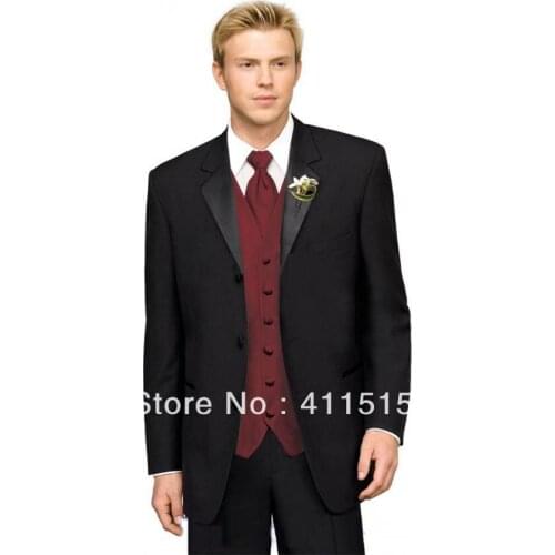 Cheap Black evening party dress Tuxedos Groomsmen Men Wedding Suits Prom Clothing/custom made groom wear suits/free shipping