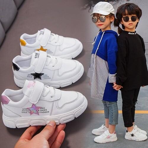 Childrens Sports Shoes Spring 2021 New Boys Small White Shoes Korean version of girls'board shoes breathable big girl
