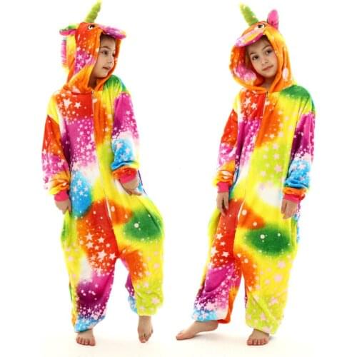 Kids Kigurumi Pajamas Girls Cartoon Pyjamas Unicorn Sleepwear for Teenagers Jumpsuit for Toddlers Colorful Nightwear for 4 8 12