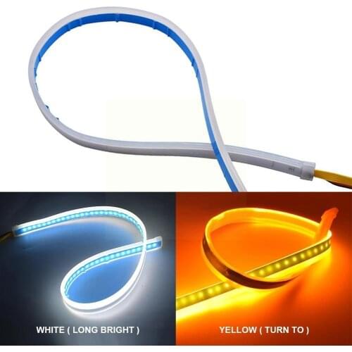 Daytime Running Light Ultra-thin Light Guide Strip Light Two-color Light Water Streamer Turn Car Silicone Yellow Eye Tear W L2A6