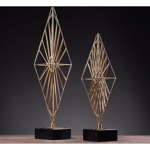 European style modern simple geometric metal ornaments TV cabinet abstract decoration Creative iron Home Furnishing soft outfit