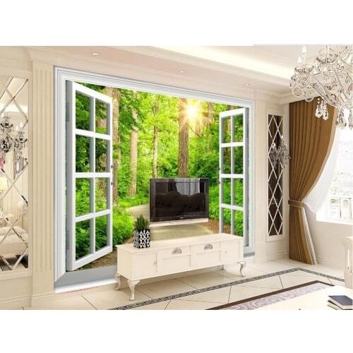 Custom photo wallpaper 3d Window Scenic Byway window mural wallpaper living 3d wallpaper Home Decoration